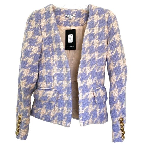 Fashion Nova Houndstooth Tweed Jacket Skirt Suit Purple Pink Tweed Set Small - Picture 7 of 14